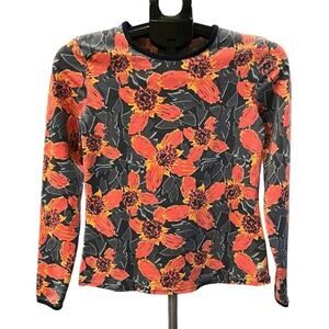 Hang Ten Pullover UPF 50 Floral Sun Rashguard Top Long Sleeve Quick-Dry XS
